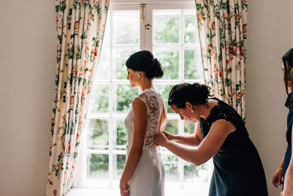 Bride Getting Ready in her Daalarna Couture wedding gown